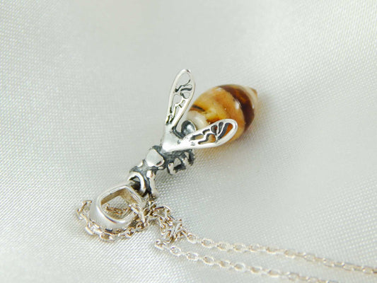 Natural Baltic Blonde Amber Honey Bee Necklace