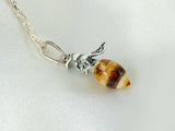 Natural Baltic Blonde Amber Honey Bee Necklace