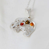 Natural Baltic Multicolor Amber Lucky Elephant Pendant Necklace