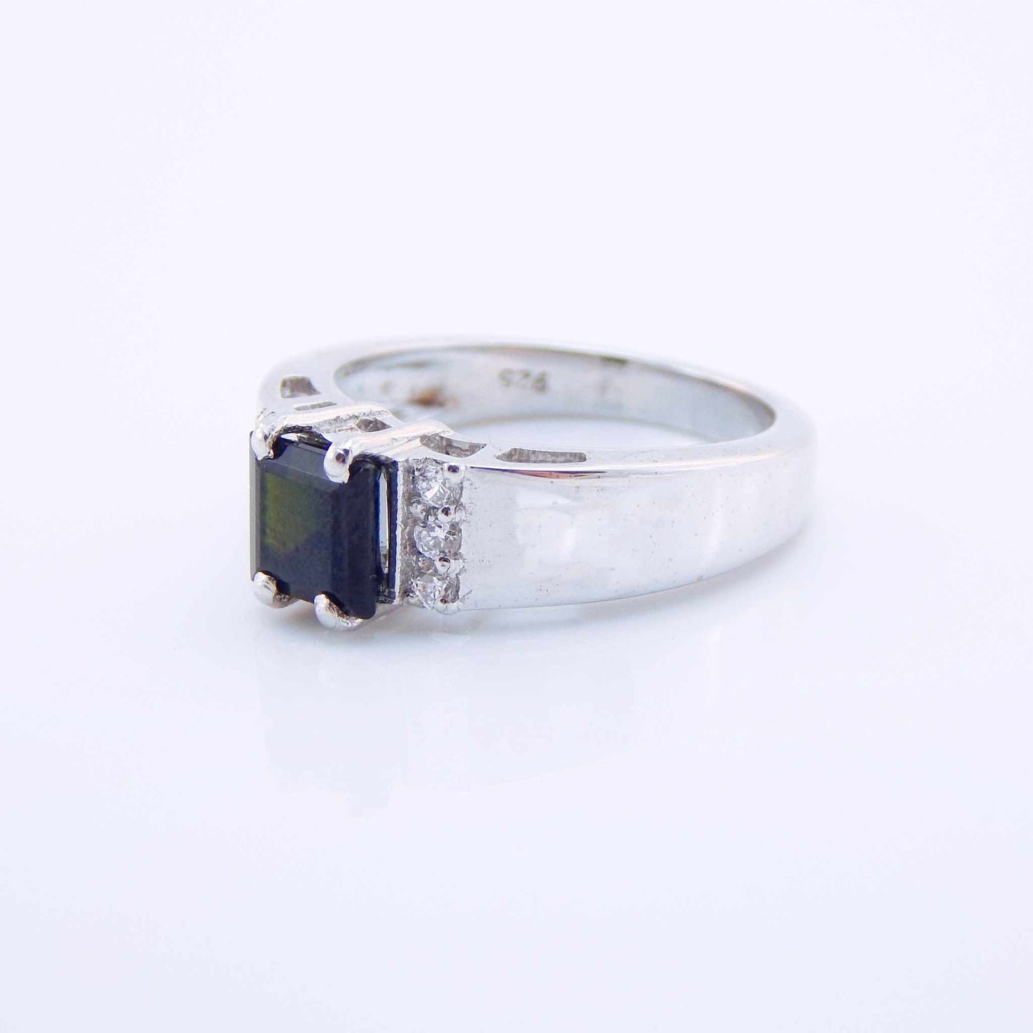 Genuine Green Tourmaline Cushion Cut Ring in 925 Sterling Silver