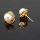 Genuine Fresh Water Pearl and Cubic Zirconia Stud Earrings in 925 Sterling Silver