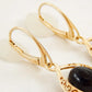 Natural Baltic Black Amber 14K Gold Plated Victorian Earrings