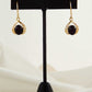 Natural Baltic Black Amber 14K Gold Plated Victorian Earrings