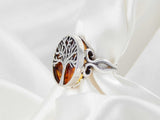 Natural Baltic Cognac Amber Tree of Life Adjustable Ring