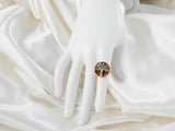 Natural Baltic Cognac Amber Tree of Life Adjustable Ring