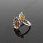 Natural Baltic Cognac Amber Adjustable Flower Ring