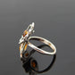 Natural Baltic Cognac Amber Adjustable Flower Ring