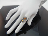 Natural Baltic Cognac Amber Adjustable Flower Ring