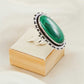 Genuine Malachite Oval Cut Statement Ring in 925 Sterling Silver