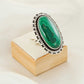 Genuine Malachite Oval Cut Statement Ring in 925 Sterling Silver