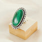 Genuine Malachite Oval Cut Statement Ring in 925 Sterling Silver