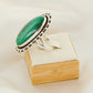 Genuine Malachite Oval Cut Statement Ring in 925 Sterling Silver