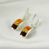 Natural Baltic Amber Mosaic Dangle Earrings in 925 Sterling Silver