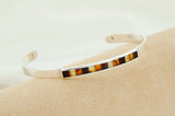 Natural Baltic Amber Minimalist Cuff Bracelet in 925 Sterling Silver