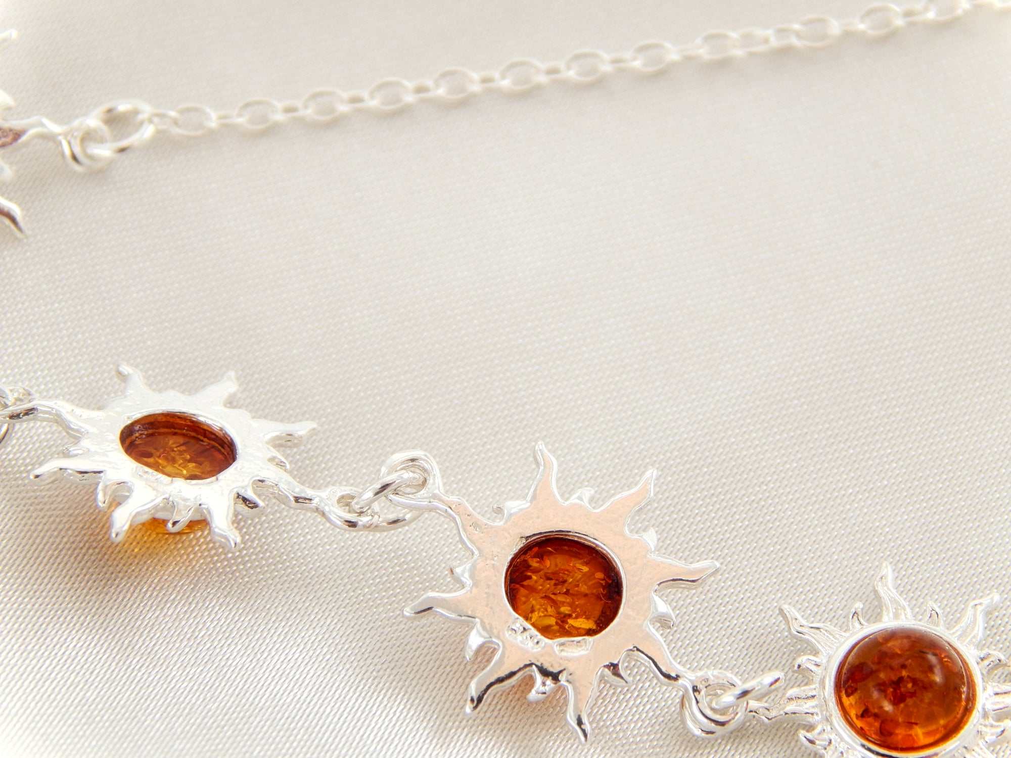 Natural Baltic Cognac Amber Celestial Sun Necklace