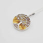 Natural Baltic Lemon Amber Tree Of Life Pendant Necklace in 925 Sterling Silver