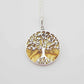 Natural Baltic Lemon Amber Tree Of Life Pendant Necklace in 925 Sterling Silver