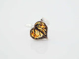 Natural Baltic Citrine Amber Laser Cut Oak Leaf Adjustable Ring