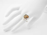 Natural Baltic Citrine Amber Laser Cut Oak Leaf Adjustable Ring