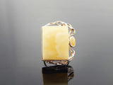 Natural Baltic Butterscotch Marbled Amber Avant Garde Ring in 925 Sterling Silver