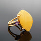 Natural Baltic Butterscotch Amber and Amethyst Handmade Ring in 14k Gold Plated S925