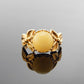 Natural Baltic Butterscotch Amber Royal Flower Adjustable Ring in 14k Gold Plated s925