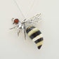 Natural Baltic Amber Bumble Bee Pendant in 925 Sterling Silver