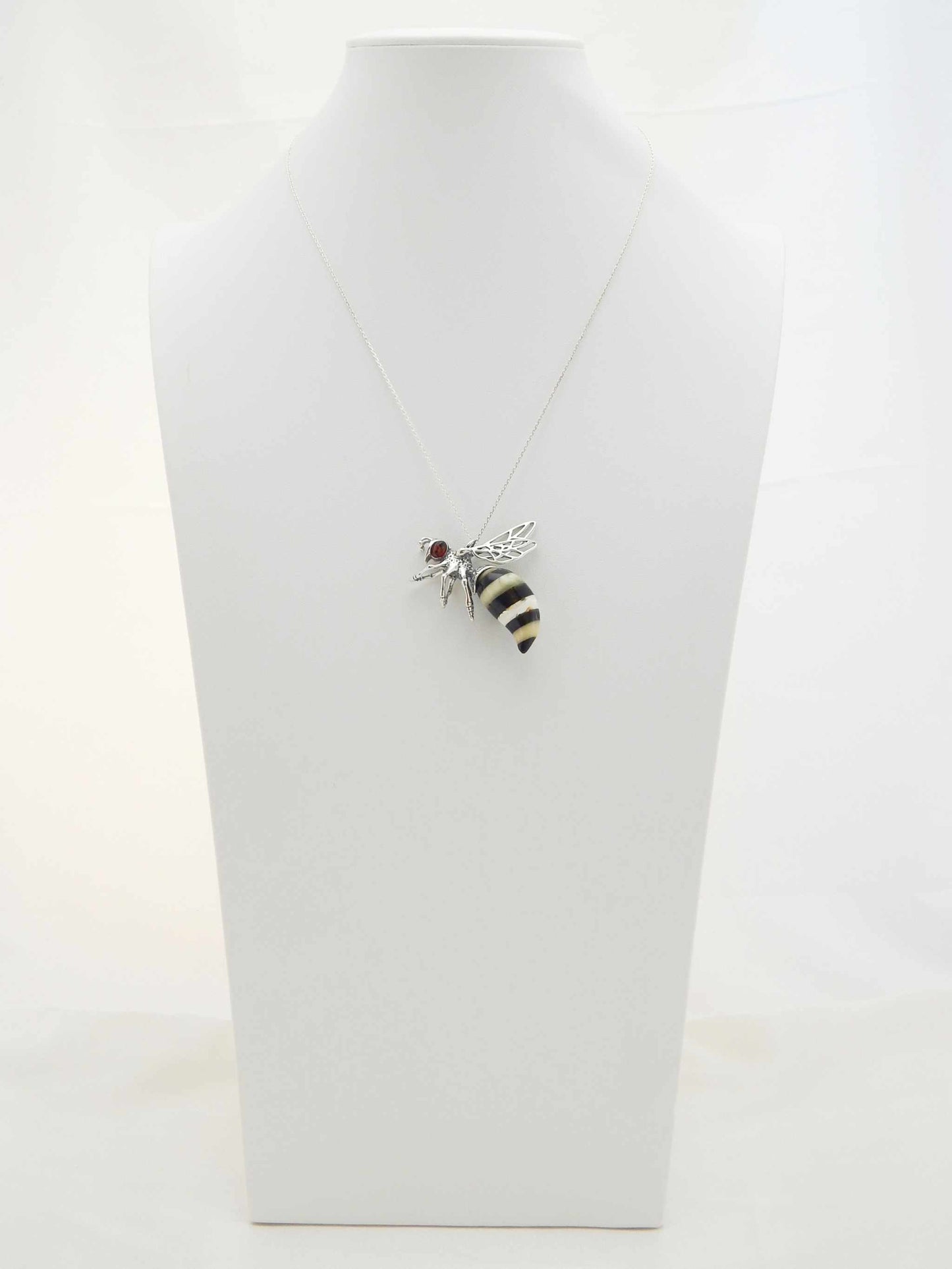 Natural Baltic Amber Bumble Bee Pendant in 925 Sterling Silver