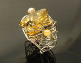 Natural Baltic Green and Lemon Amber Spider Web Bracelet in 925 Sterling Silver