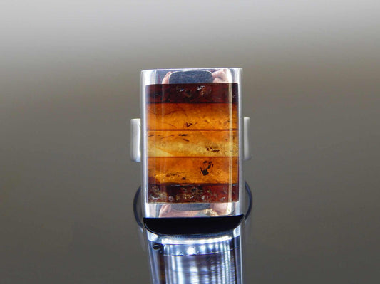 Natural Baltic Cognac Amber Handmade Modern Adjustable Ring