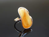 Natural Baltic Butterscotch Amber Adjustable Statement Ring in 14k Gold Plated s925