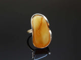 Natural Baltic Butterscotch Amber Adjustable Statement Ring in 14k Gold Plated s925