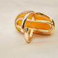 Natural Baltic Butterscotch Amber Adjustable Statement Ring in 14k Gold Plated s925