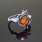 Natural Baltic Cognac Amber Viking Ring in 925 Sterling Silver