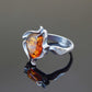 Natural Baltic Cognac Amber Viking Ring in 925 Sterling Silver