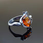 Natural Baltic Cognac Amber Viking Ring in 925 Sterling Silver