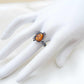 Natural Baltic Cognac Amber Viking Ring in 925 Sterling Silver