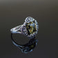 Natural Baltic Green Amber Cushion Cut Celtic Ring in 925 Sterling Silver