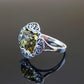 Natural Baltic Green Amber Cushion Cut Celtic Ring in 925 Sterling Silver