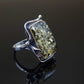 Handmade Natural Baltic Green Amber Lilly Ring in 925 Sterling Silver