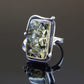 Handmade Natural Baltic Green Amber Lilly Ring in 925 Sterling Silver