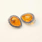 Natural Baltic Cognac Amber Pear Cut Clip On Earrings in 925 Sterling Silver