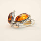 Natural Baltic Cognac Amber Pear Cut Clip On Earrings in 925 Sterling Silver