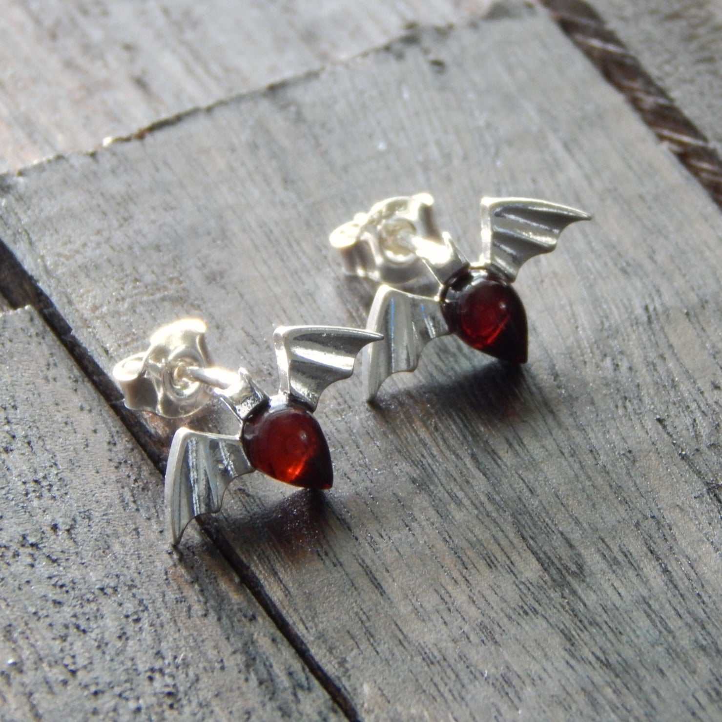 Natural Baltic Amber Tiny Bat Earrings