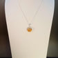 Natural Baltic Lemon Amber Sphere Floral Pendant in 925 Sterling Silver