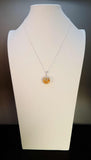 Natural Baltic Lemon Amber Sphere Floral Pendant in 925 Sterling Silver