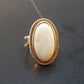 Natural Baltic Rare White Amber Victorian Ring in 14k Gold Plated s925