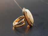 Natural Baltic Rare White Amber Victorian Ring in 14k Gold Plated s925