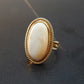 Natural Baltic Rare White Amber Victorian Ring in 14k Gold Plated s925