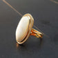 Natural Baltic Rare White Amber Victorian Ring in 14k Gold Plated s925